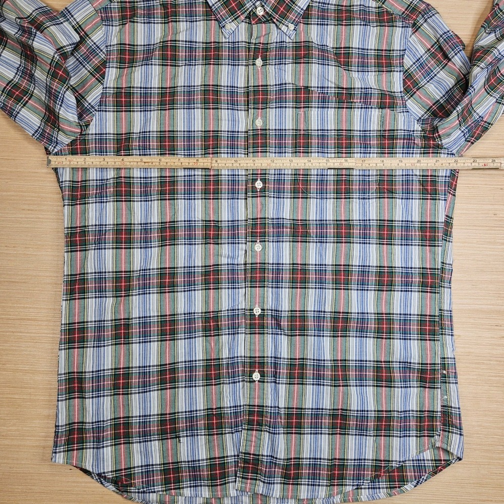 J. Crew Secret Wash Poplin Button Down Mens L Blue Plaid Slim Fit BN127 Preppy - Picture 4 of 11